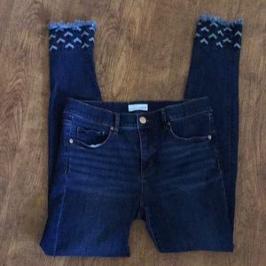 Loft Modern Skinny Embroidered Cuff Jeans